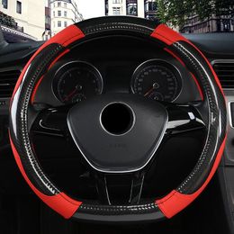 Steering Wheel Covers Carbon Fibre Car Cover The Seasons Two-Color Stitching Interior Accessories Car-Styling