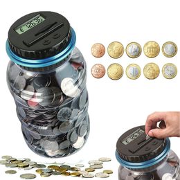 Storage Bottles Jars Electronic Piggy Bank Counter Coin Digital LCD Counting Money Saving Box Jar s For USD EURO Gifts 221206