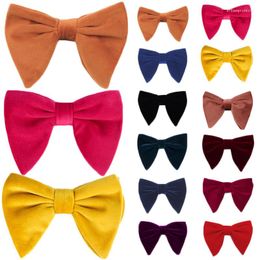 Bow Ties 2022 Fashion Velvet Big Bowties For Women Men Grom Wedding Tie Necktie Soft Solid Color Gravatas Slim Black Cravat