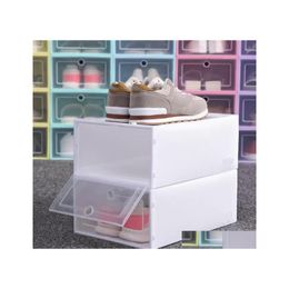 Storage Boxes Bins Transparent Shoe Box Cabinet Thickened Foldable Dustproof Plastic Storage Boxs Stackable Combination Shoes Inve Dht2F