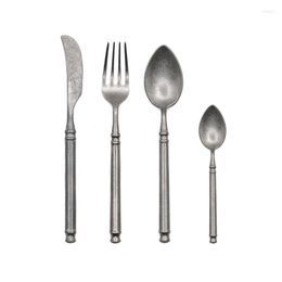 Dinnerware Sets Western Matte Silver Unbreakable Stainless Steel Dinner Faqueiro Inox Completo Kitchen Cutlery OF50DC