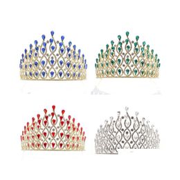 Wedding Hair Jewelry Luxury Mtilayers Drop Royal King Wedding Crown Bride Tiaras Hair Jewelry Crystal Diadem Prom Party Pageant Acce Dhgsv