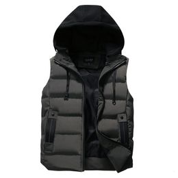 Men's Vests Men's Vest Jacket Men Autumn Winter Thick Waistcoat Waterproof Warm Sleeveless Jacket Men Zipper Jacket Hooded Casual Vest 221206