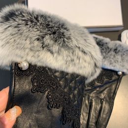 Designer Gloves Leather CH Glove Ladies Sheepskin Rabbit Fur Winter Mitten For Women Official Replica Counter Quality European Size T0P Perfect Gift UU