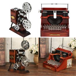 Decorative Objects Figurines Music Box Classic Typewriter Model Wood Metal Antique al es Toys Home Decor Christmas Birthday Gift 221206