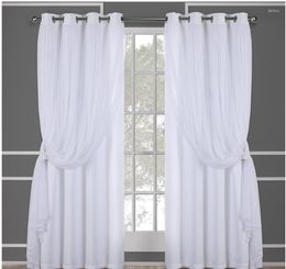 Curtain White Bedroom Curtains Window Layered Solid Blackout And Sheer Panel Pair With Grommet Top