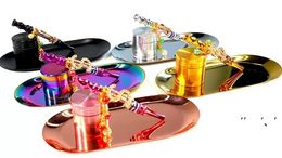 New Launched Smoking Set Metal Herb Grinder Rainbow Rolling Tray Bling Blunt Holder P1208