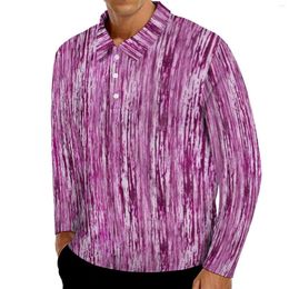 Men's Polos Pink Tie Dye Casual Polo Shirts Abstract Print T-Shirts Long Sleeve Graphic Shirt Autumn Y2K Oversized Tops Gift