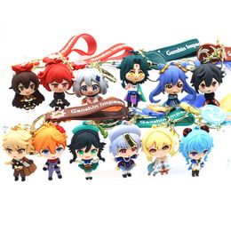 Cartoon Genshin Impact Keychain Charm Q Version 12 Cute Goddess Strap Anime Doll Couple Bag Pendant Purse Wallet