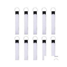 Party Favor Party Favor Sublimation Blank Heat Transfer Keychain White Wrist Strap For Selfprinting Creative Graffiti Inventory Whol Dhqke