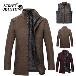 Misto lana da uomo STG Marca Giacca invernale calda Parka Cappotto Moda Autunno Abbigliamento Antivento Gilet di lana sottile regolabile Uomo 221206