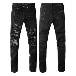 Jeans firmati fori jeans uomo ricamo trapuntatura strappata donna alla moda pantaloni dritti moda di marca patchwork strappati Jeans per uomo