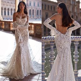 Gorgeous Mermaid Wedding Dresses Sexy Sweetheart Long Sleeves Appliques Lace Bridal Gowns Custom Made Backless Sweep Train Vestidos De Novia