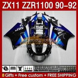 Kit ABS Faitings para Kawasaki Blue Stock Blk Ninja ZX 11 R 11R ZZR-1100 ZX11 R ZX-11R 1990 1991 1992 Bodywork 164NO.8 ZZR 1100 CC ZX-11 R 90-92 ZZR1100 ZX11R 90 91 92 Faoking