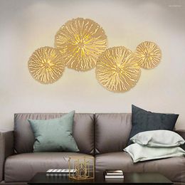 Wall Lamp Postmodern Light Luxury LED Lamps Lotus Leaf Stainless Steel Living Room Bedroom Bedside Decoration Lights