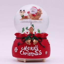 Decorative Objects Figurines Christmas Music Box Decorations Tree Old Man Crystal Ball Blessing Bag Creative Gift Snow Lights Carousel 221206