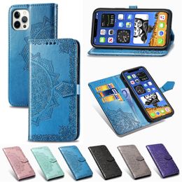 Imprint Flower Wallet Pu Leather Cases For Iphone 14 Plus 13 12 11 Pro XS Max XR 8 7 6 Samsung S22 Ultra S21 Plus Lace Holder Flip Cover Girls Lady Fashion ID Card Slot Pouch