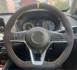 Customized Car Steering Wheel Cover Suede Leather Braid For Nissan X-Trail Qashqai Rogue March Serena Micra Kicks Altima Teana