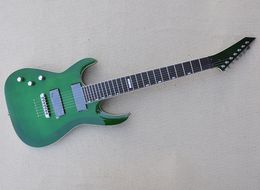 Left Hand 7 Strings Green Electric Guitar with Rosewood Fretboard Strings Through Body