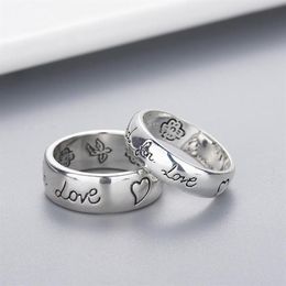Band Ring Women Girl Flower Bird Pattern Ring With Stamp Board for Love Letter Men Ring Gift For Love Couple Jewelry W294233O