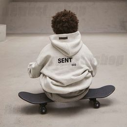 Kinder-Kapuzenpullover für Jungen und Mädchen, klassischer Silikon-Rücken, 3D-Buchstabe, Übergröße, lose Kapuze, USA-Sweatshirt, Pullover, Skateboard, Baseball, Baumwolle, Kapuzenpullover