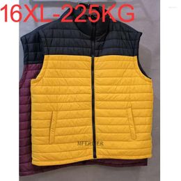 Men's Vests Winter Men Sleeveless Jackets Patchwork Plus Size 10XL 12XL 13XL 14XL Cotton-Padded Coats Warm Waistcoats 16XL 250KG