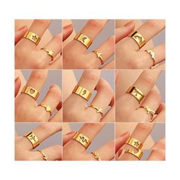 Cluster Rings Hollow Out Ring Couple Jewelry Plane Love Dinosaur Adjustable Rins Retro Opening Hand Ornament Men Women 5975 Q2 Drop D Dhpi5