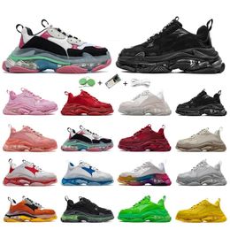 Triple S Running Shoe Men Women Dad Casual Shoes Clear Bubble Bottom Black Red Pink Green Yellow Grey Multi Colour Old Grandpa Mens Trainer Sports Sneakers Chaussures