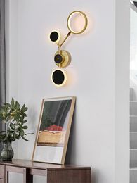 Wall Lamp Nordic Design Bedside Simple Modern Living Room Sofa Background LED Light Indoor Gold Art Deco Adjustable Sconces