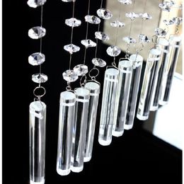 Chandelier Crystal 10pcs/lot 14 100mm Clear Octagonal Glass Stick With Lifting Hooks Accessories Prism Lighting Decor