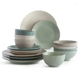 Dinnerware Sets Sango Siterra Mixed 16 Piece Set Including 4 Dinner Plates Salad Cereal Bowls And Soup