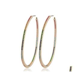 Dangle Chandelier Rose Gold Color Top Quality 45Mm Colorf Cz Hoop Mti Stone Romantic Chic Gorgeous Women Ladies Rainbow Earring220 Dhbh0