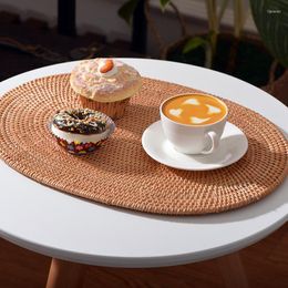 Table Mats Hand-woven Rattan Placemats For Coffee Cup Mat Eco-Friendly Dining Decoration Natural Kitchen Accessories