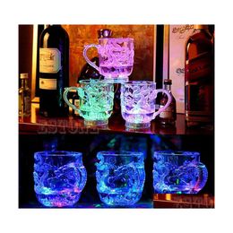 Wine Glasses Wine Glasses Led Flash Magic Color Changing Dragon Cup Water Activated Lightup Beer Coffee For Whisky Bar Mug Travel Gi Dhu05