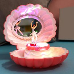 Decorative Objects Figurines Shell shape ballet girl music box with Light classic retro melody gift for birthdays holidays wedding and parties decorative 221206