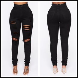 Women s Jeans Black Ripped For Women Fashion High Waist Denim Pencil Pants Stretch Slim Skinny Trousers XS XL Global Drop Ship 221206