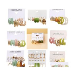 Charm Trendy Gold Drop Earrings Set For Women Fashion Colorf Resin Butterfly Heart Dangle Of Jewellery 5590 Q2 Delivery Dhc9I