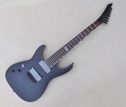 Left Hand 7 Strings Matte Black Electric Guitar with Rosewood Fretboard 24 Frets