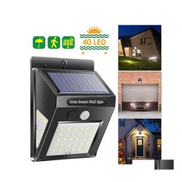 Outdoor Wall Lamps Brelong Solar Led Wall Light Ip65 Waterproof Threesided Illuminated Motion Sensor Outdoor Fence Garage Lighting H Ot2Mh