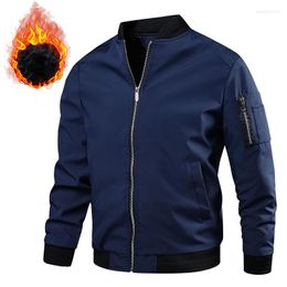 Men's Jackets Winter Fleece Men Casual Flight Bomber Jacket Mens Zipper Coat Outdoor Windbreaker Solid Outwear Plus Size M-6Xl