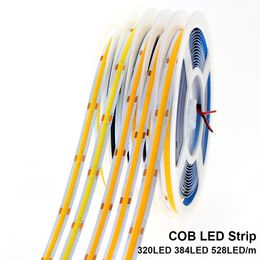 LED Strip 320 384 528 LEDs High Density Flexible COB LED Lights DC12V 24V RA90 3000K 4000K 6000K LED Tape 5m/lot