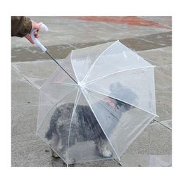 Umbrellas Portable Dog Umbrellas Wth Long Comfort Handle Transparent Pe Umbrella Eco Friendly Pet Raincoat 9 2Jn Y Drop Delivery Hom Dhppg