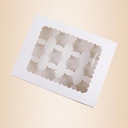 Gift Wrap 50Pcs Cupcake Box With Window White Brown Kraft Paper Boxes Dessert Mousse 12 Cup Cake Holders Wholesalers Customised