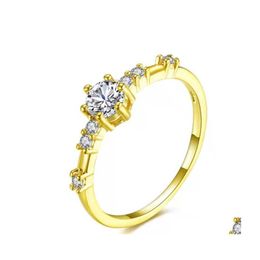 Band Rings 14K Gold Sier Ring Women Fashion Band Rings 7 Crystals Wholesale C3 Drop Delivery Jewellery Dhruw