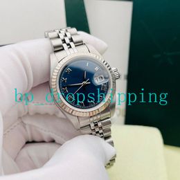 Quality Watches for Women Blue Roman 31mm Dial 2813 Movement Automati Fluted Bezel Stainless Steel Jubilee Strap Ladies Fashion Wristwatch