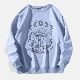 Gym Clothing Harajuku Sweatshirts Womens Casual Long Sleeve Solid Color Top All With Mushroom Printed Pullover Tops Moletom