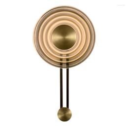 Wall Lamp Nordic Designer Luxury Copper Glass Round Post-Modern Light Fixtures Living Room Background Bedroom Bedside Stair