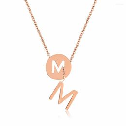 Pendant Necklaces Fashion Love Round Chain Long M Letter Tassel Necklace Rose Gold Colour Stainless Steel Women Party Christmas Gift