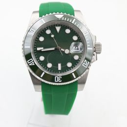 Mens watch automatic Rubber Green watches for men wristwatch ceramic bezel sapphire glass Folding clasp