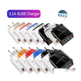 Other Festive Party Supplies Party Supplies 4Usb Color Charger 3A Mobile Phone Tablet Travel Chargerees Chargings Head European An Dhpyf